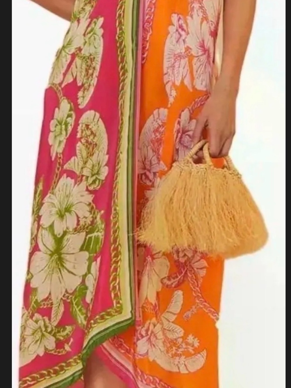 FARM Rio Pink & Orange Floral Midi Dress
